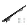 Front. VEVOR - Wall Mounted Stair Handrail, 4ft Pipe Staircase Handrail, Black Galvanized Aluminum, 1.26 inch Pipe Diameter - Black.
