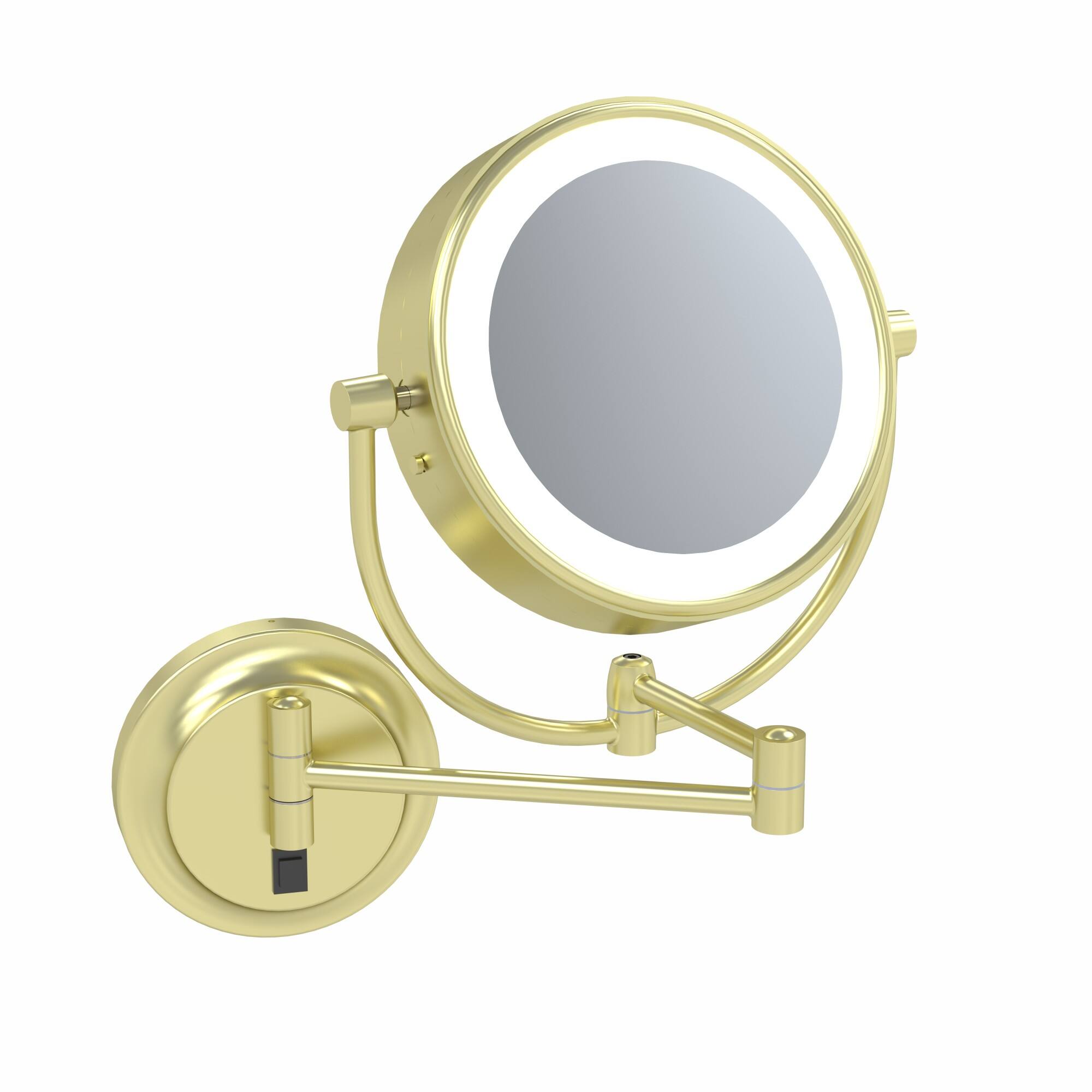 "Aptations - 9"" LED Round Wall Mirror - 1X & 5X Magnification - Brushed Brass" price history on PriceWatchPro