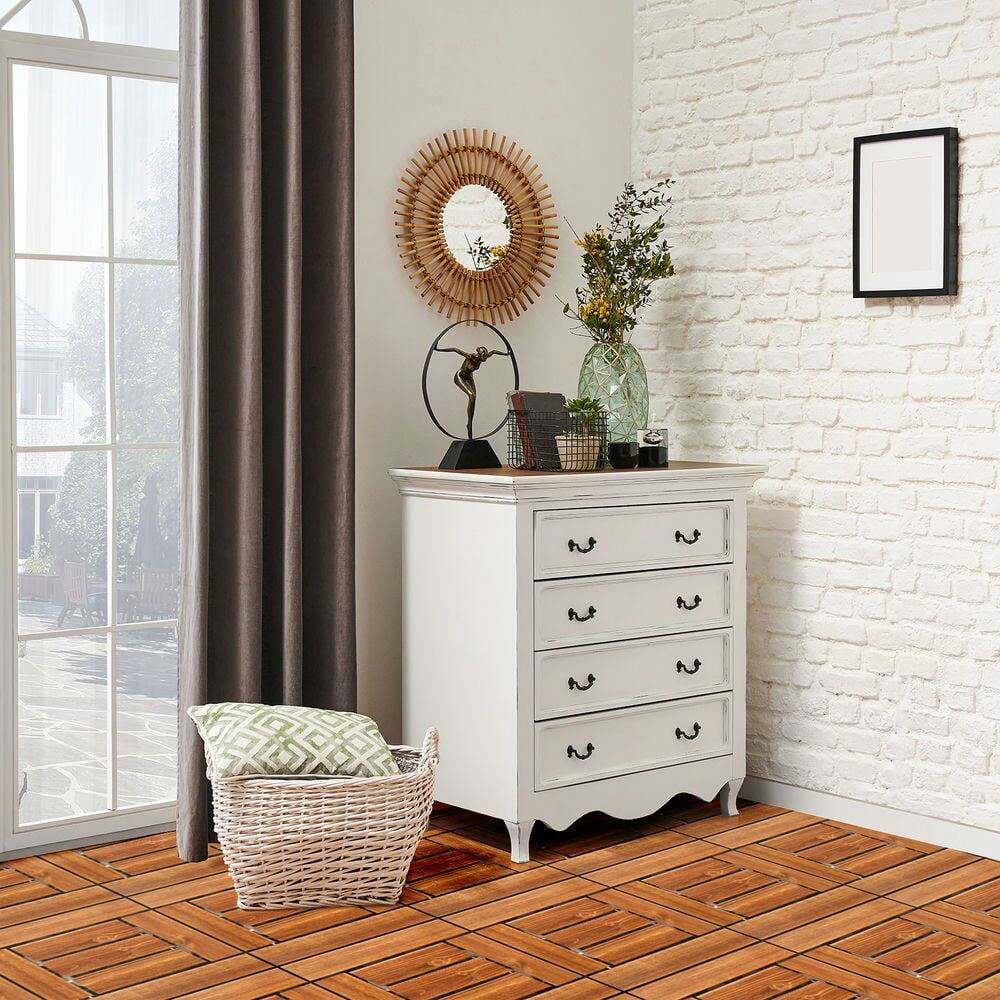 Alt View 9. Resenkos - Resenkos Plastic Deck Tiles, 9 Pack Of Interlocking Flooring, 11.8"x11.8" Water-Resistant Tiless, Natural Wood - Natural Wood.