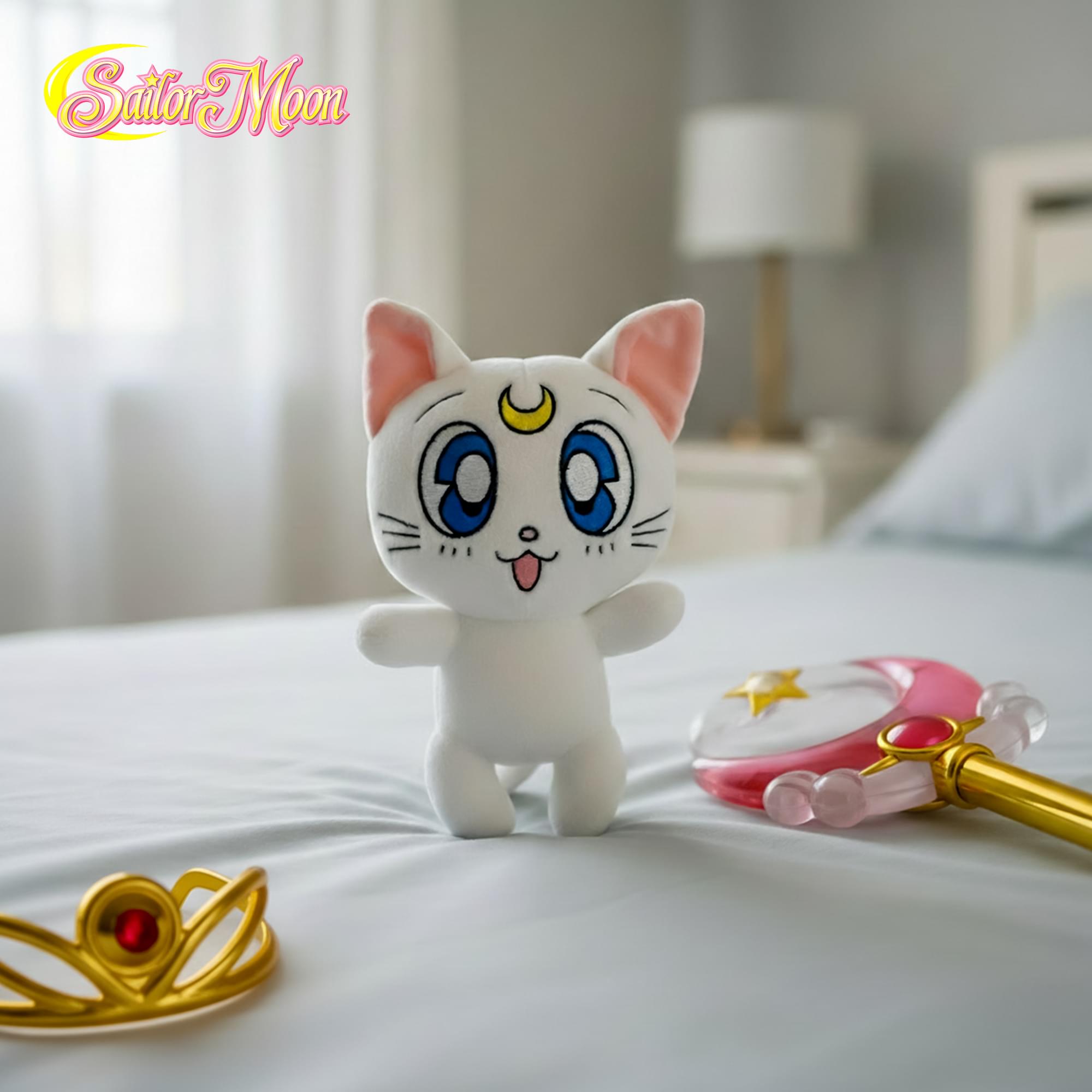 Alt View 2. Great Eastern - Sailor Moon 7 Inch Character Plush | Artemis - White.