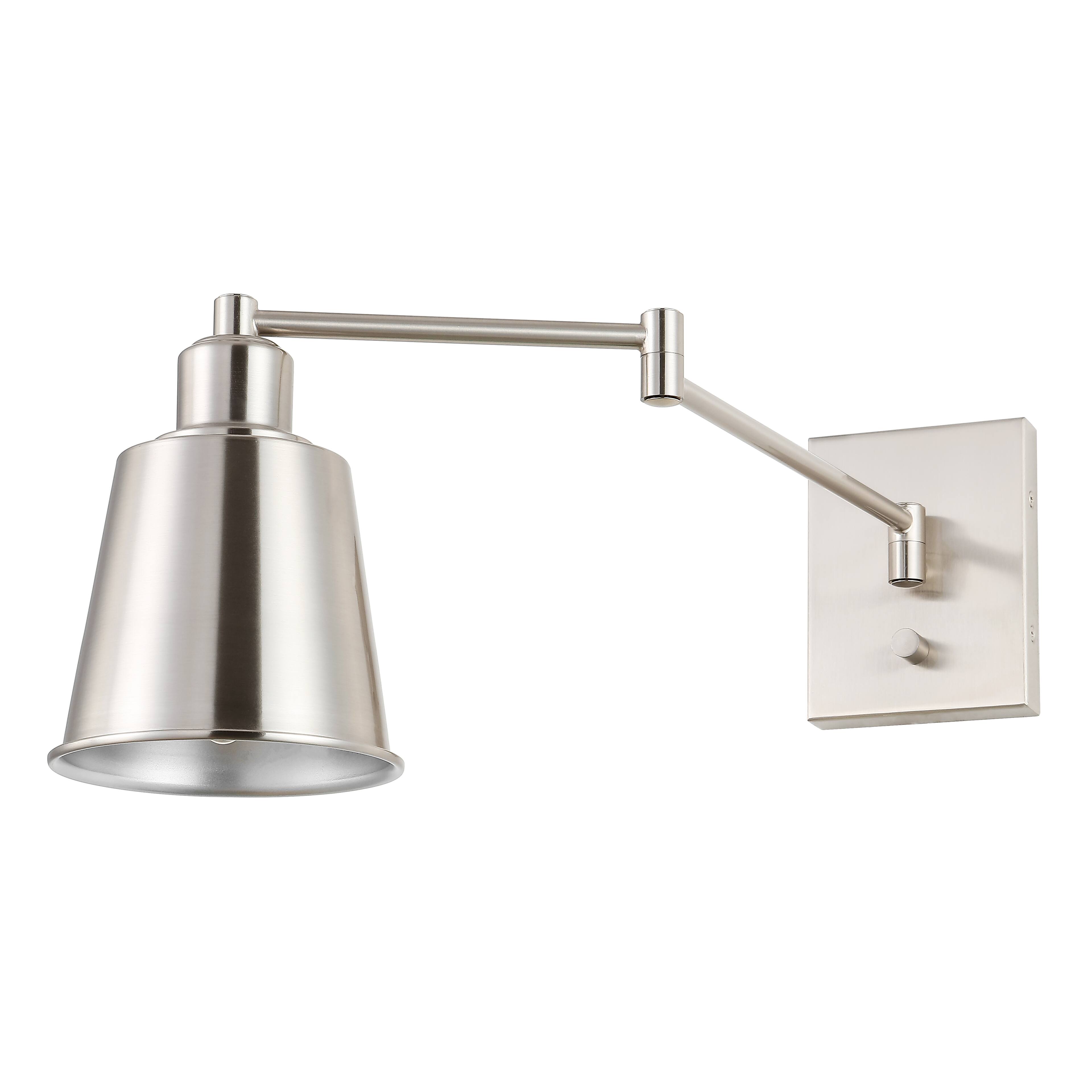 Alt View 5. Jonathan Y - Cary 5.75" Iron Contemporary Swing Arm LED Wall Sconce, Nickel - Nickel.