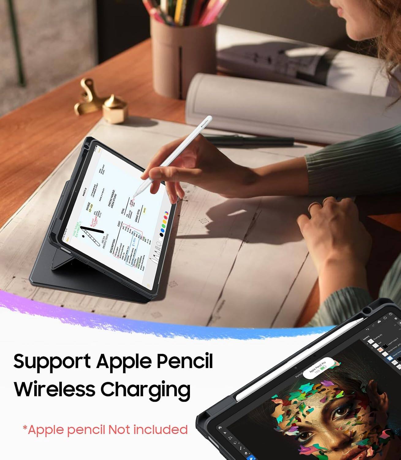 JOANS  
TOTAL COST  
Support Apple Pencil Wireless Charging  
Apple  
*Apple pencil Not included