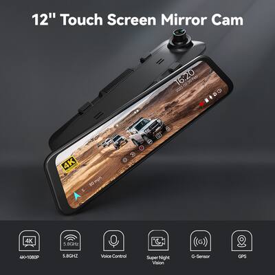 WOLFBOX 12 4K Mirror Dash Cam WDR Backup Camera 2160P Full HD Free SD & GPS WOLFBOX 12 4K Mirror Dash Cam WDR Backup Camera 2160P Full HD Free SD & GPS