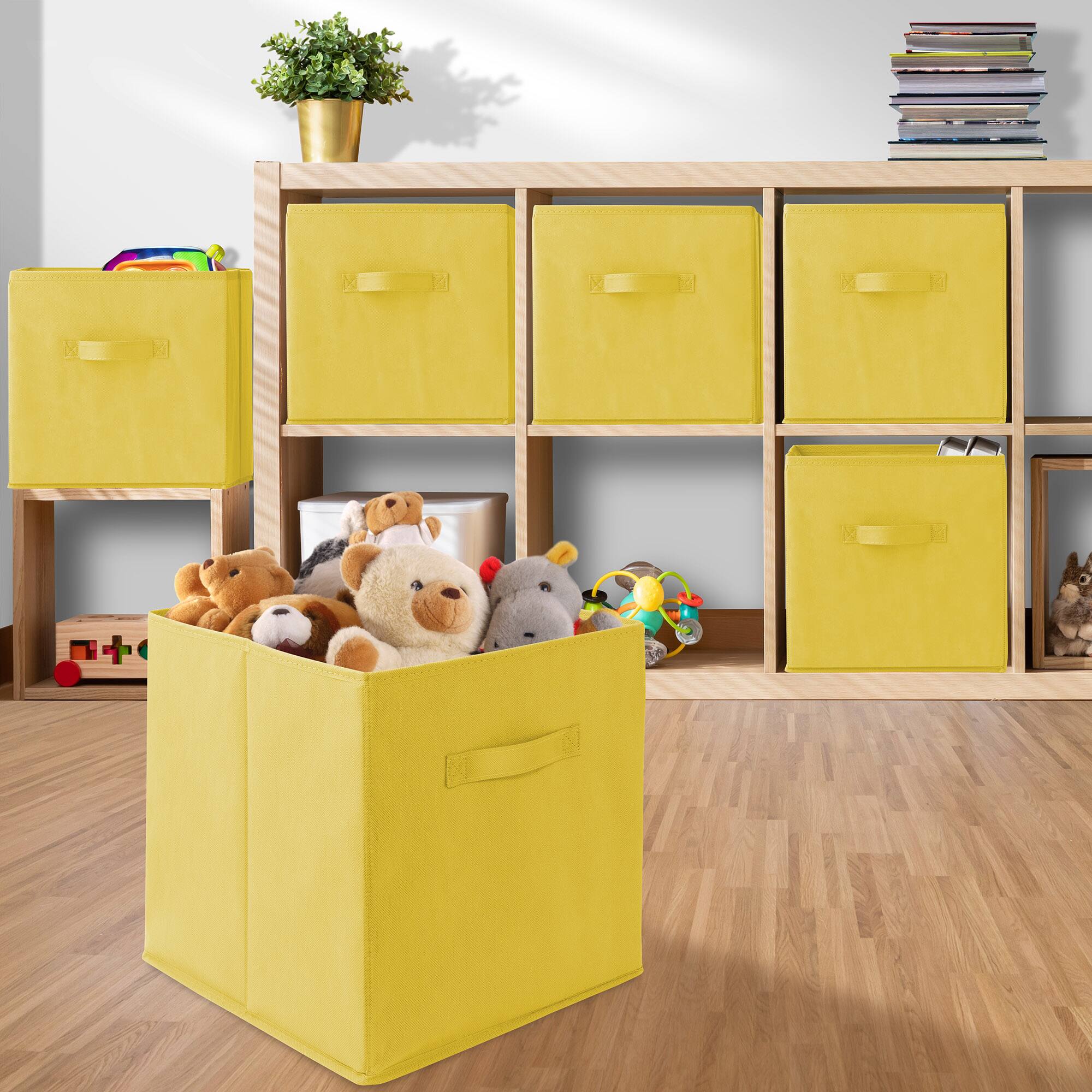 Alt View 4. Casafield - (Set of 6) Collapsible Fabric Cubes - Storage Bins - Yellow.