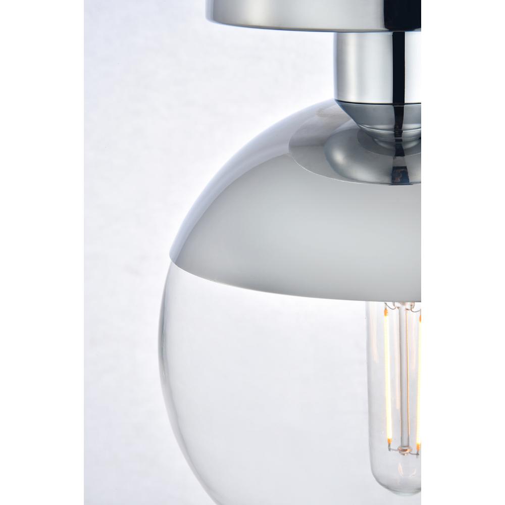 Left. Living District - Eclipse 1 Light Chrome Flush Mount With Clear Glass - Chrome And Clear.