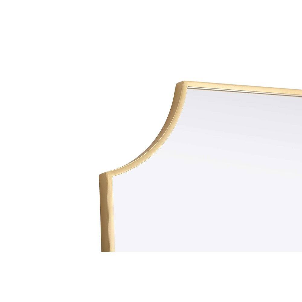 Back. Elegant Kitchen and Bath - Notched Metal Mirror 27x42 inch in Brass - Brass.