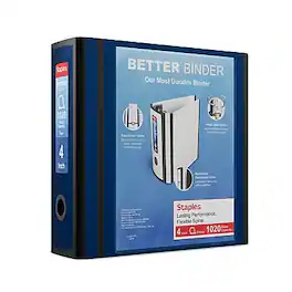 Staples - 4" 3-Ring Better Binder, D-Ring - Blue