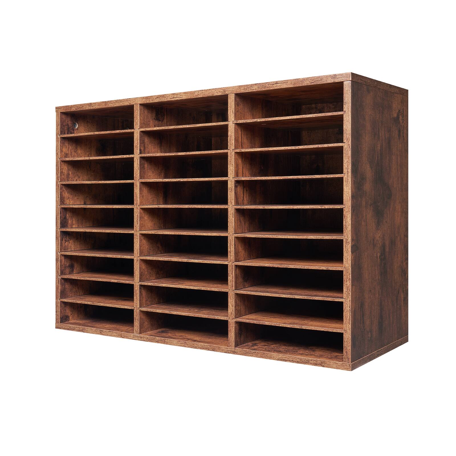 Alt View 5. VEVOR - Literature Organizer, 27 Compartments Office Mailbox with Removable Shelves - Dark Brown.