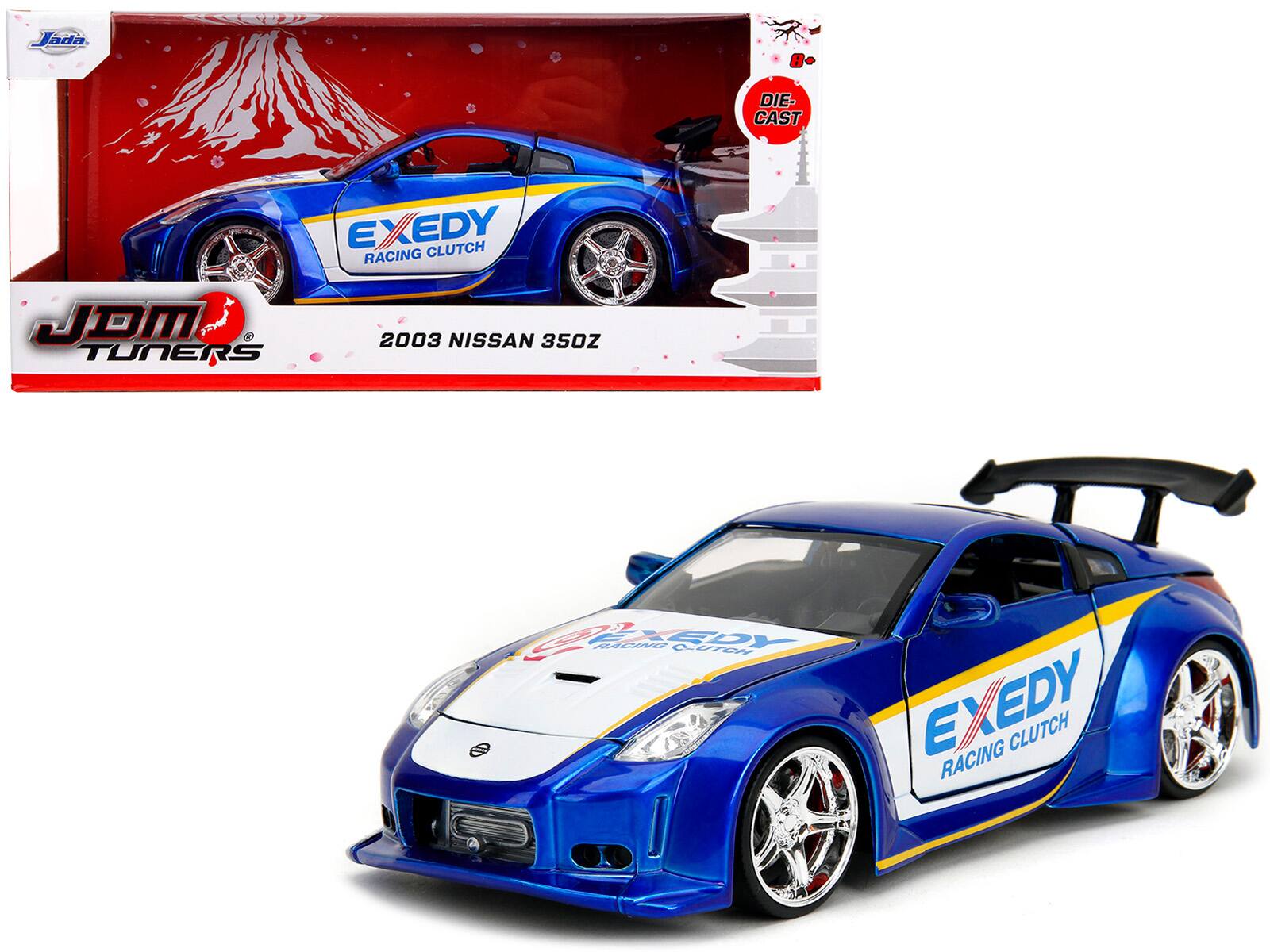 2003 Nissan 350Z "Exedy Racing Clutch" Candy Blue and White "JDM Tuners" Series 1/24 Diecast Model Car by Jada - Multicolor