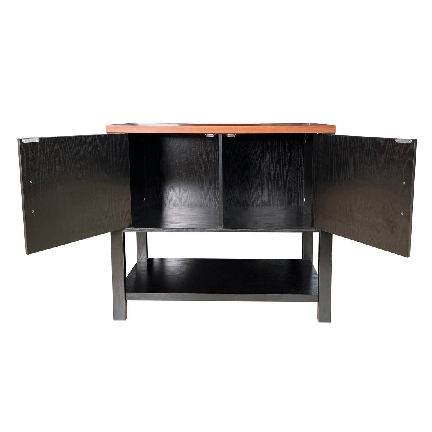 Angle. Hivvago - Modern 2 Drawer Wooden Storage Console Table Black/Walnut - Black/Walnut.