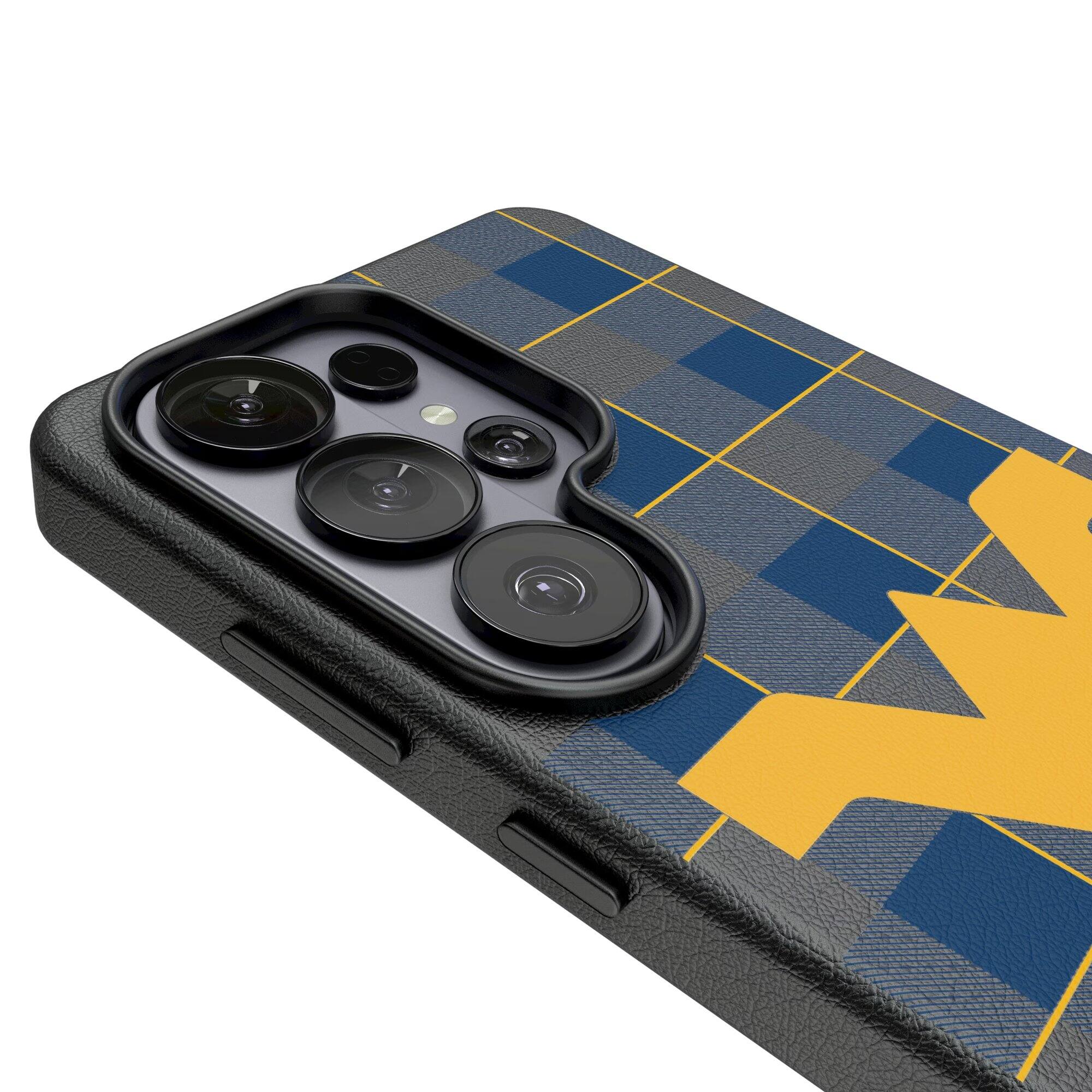 Alt View 2. Keyscaper - West Virginia Mountaineers Plaid Galaxy Magnetic Bump Case - S26 - Black.