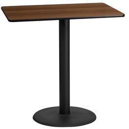 Emma + Oliver - 24"x42" Rectangular Laminate Bar Table with 24" Round Base - Walnut
