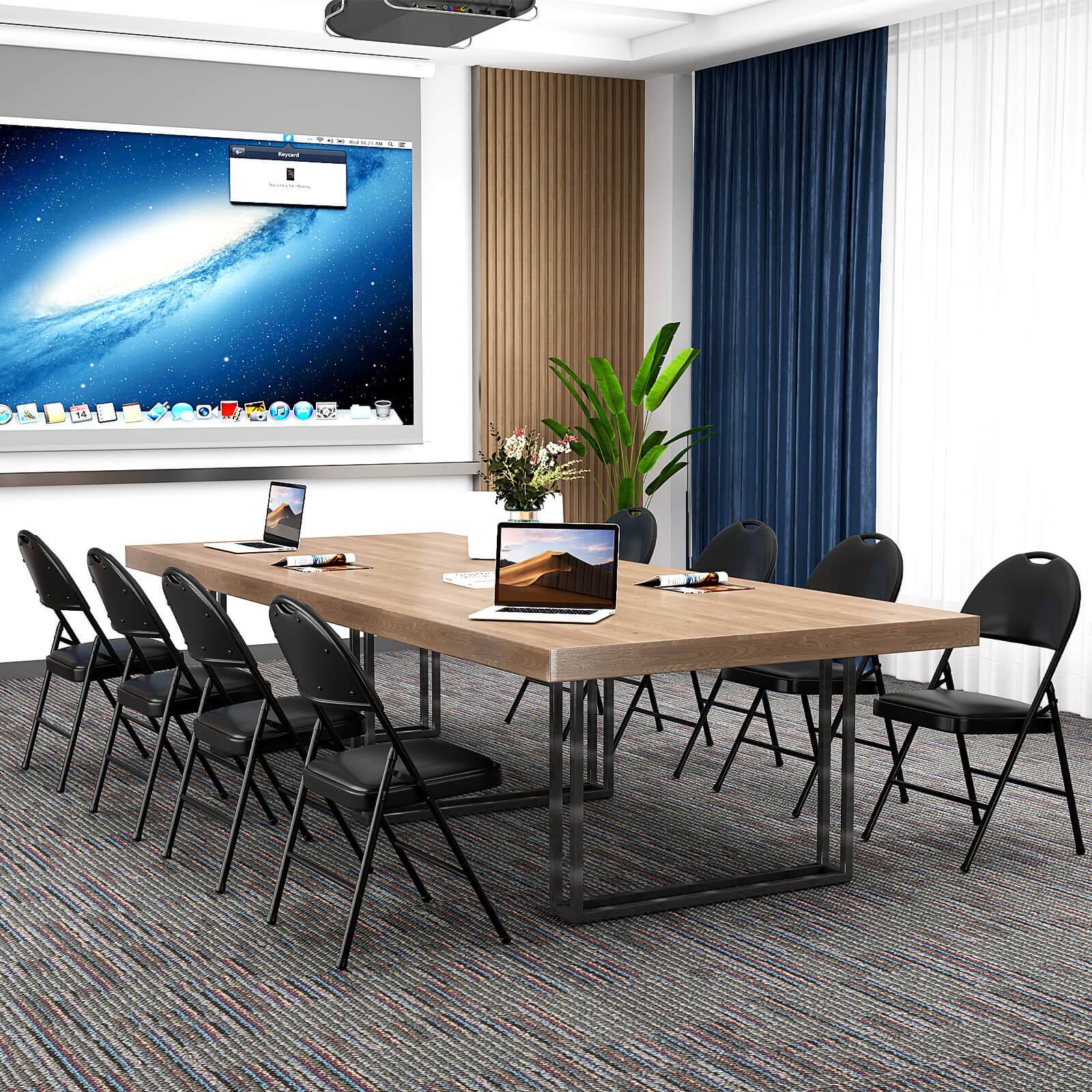 Alt View 3. Costway - Costway 4 PCS Folding Padded Party Chairs with Metal Frame PVC Leather Stackable Chairs - Black.