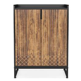 Kadyn - Shoe Storage Cabinet, Contemporary Diamond Pattern 29.52"W x 41.34"H for Easy Organization, &Black - Brown