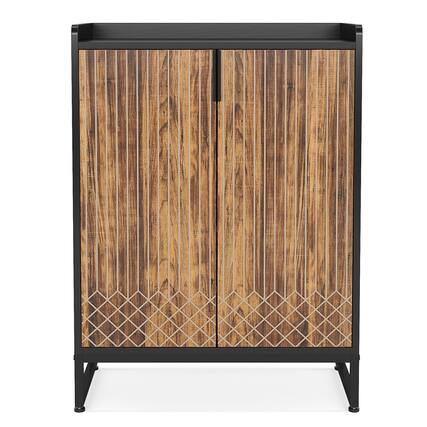 Front. Kadyn - Kadyn Shoe Storage Cabinet, Contemporary Diamond Pattern 29.52"W x 41.34"H for Easy Organization, Brown&Black - Brown.