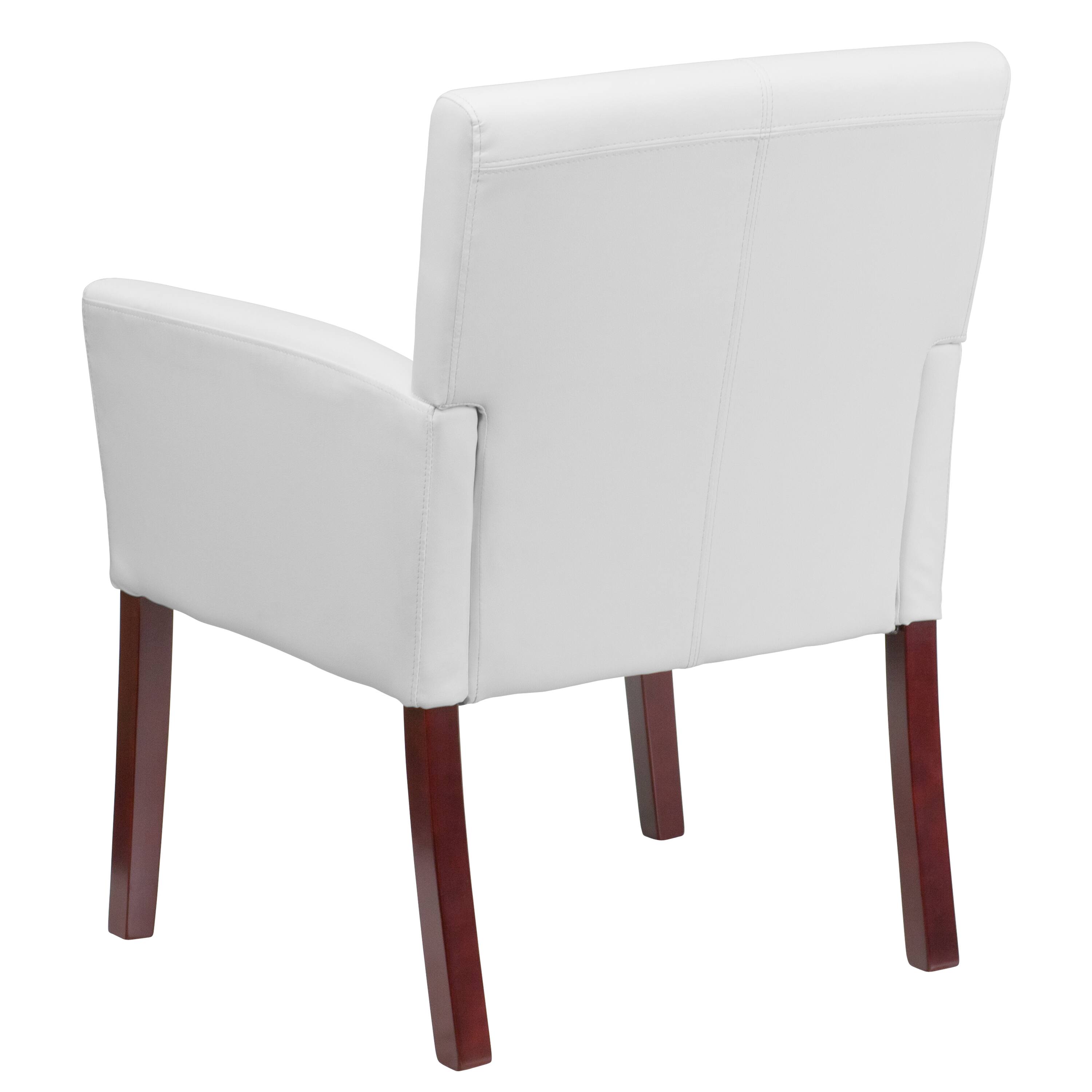 Alt View 5. Emma + Oliver - Faux Leather Executive Side Reception Chair with Mahogany Legs - White.