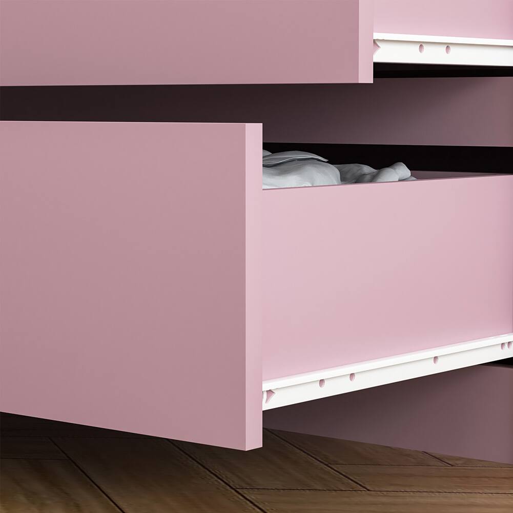 Alt View 6. Spaco - Modern 6 Drawer Dresser Table, Storage Cabinet, Minimalist Chest, TV Stand Vanity For Bedroom, Living Room - Pink.