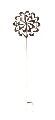 Transpac - Aged Copper Finish Kaleidoscope Swoosh Kinetic 55 inches Tall Wind Spinner Garden Stake - Brown