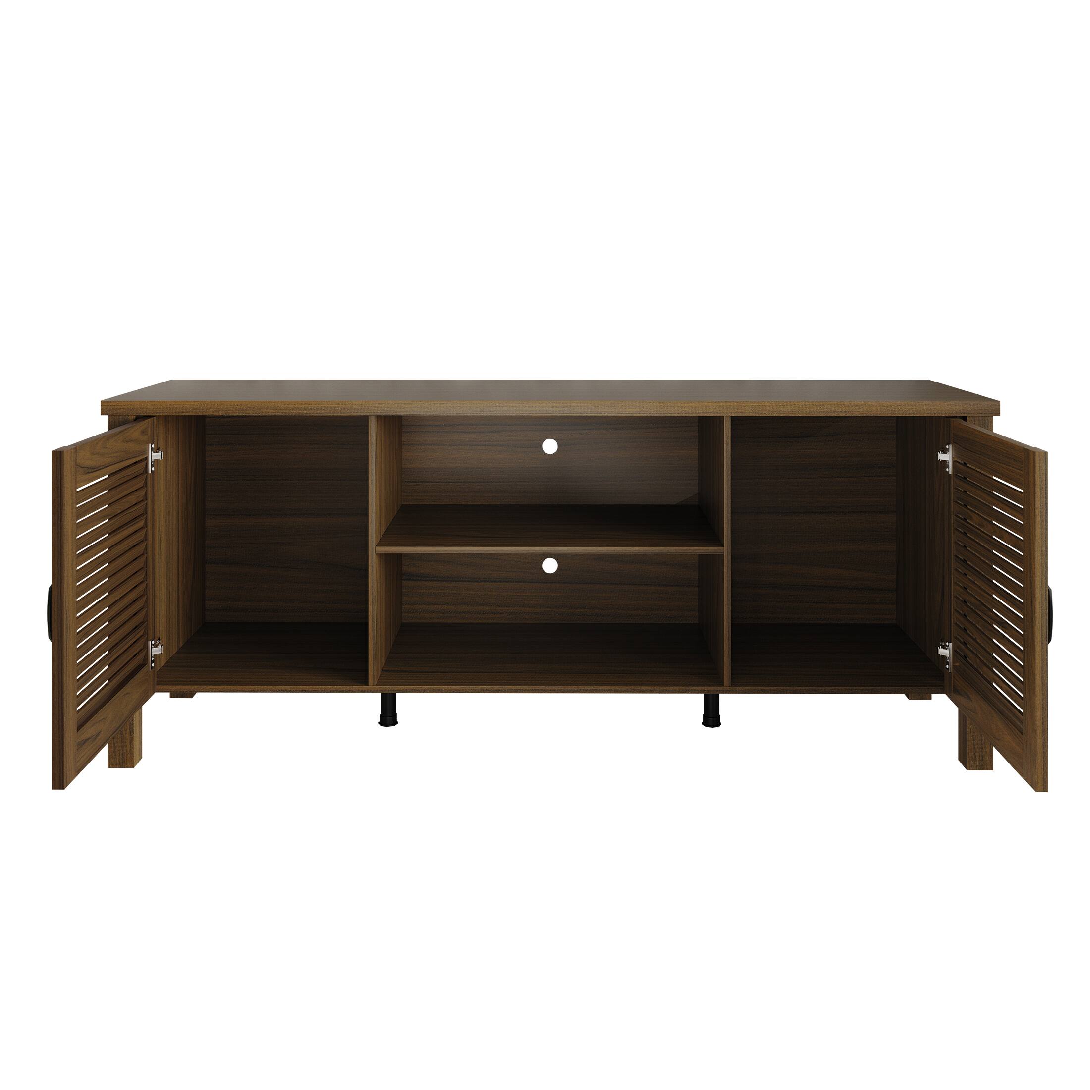 Alt View 3. ChaletPosh - Elegant Transitional TV Stand with Concealed Storage Doors, Brown - Brown.