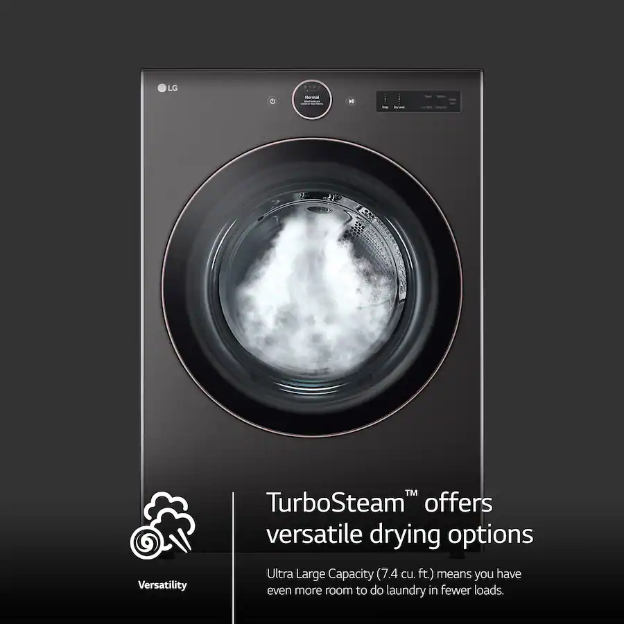 LG 7.4 Cu. Ft. Stackable Smart Gas Dryer with Steam and Sensor Dry ...