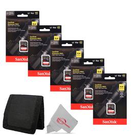 SanDisk Professional - 5x Sandisk 64GB Extreme PRO SDXC UHS-I Memory Card with Card Wallet