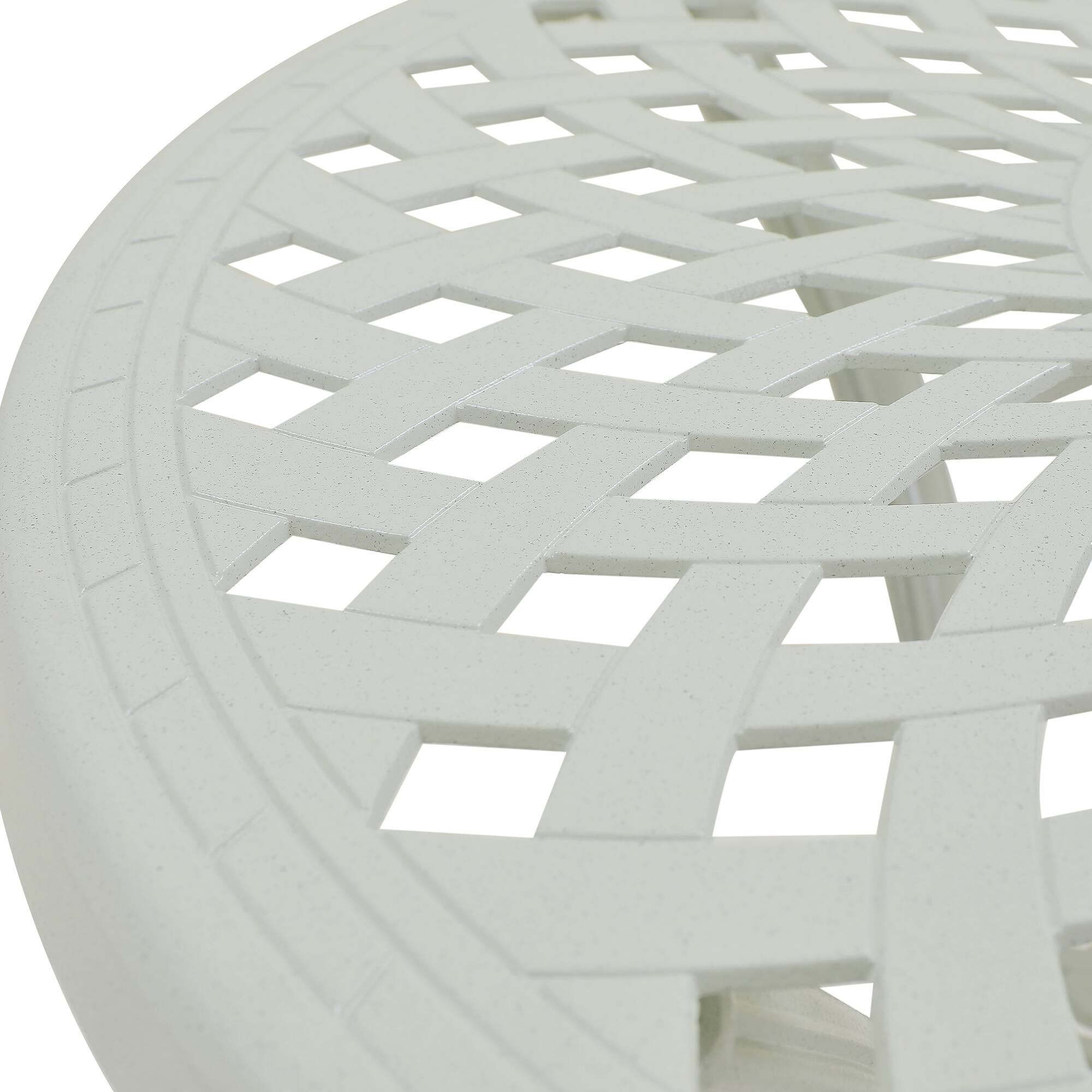 Alt View 4. Mondawe - Outdoor Cast Aluminum Round Patio Table with Umbrella Hole - White.