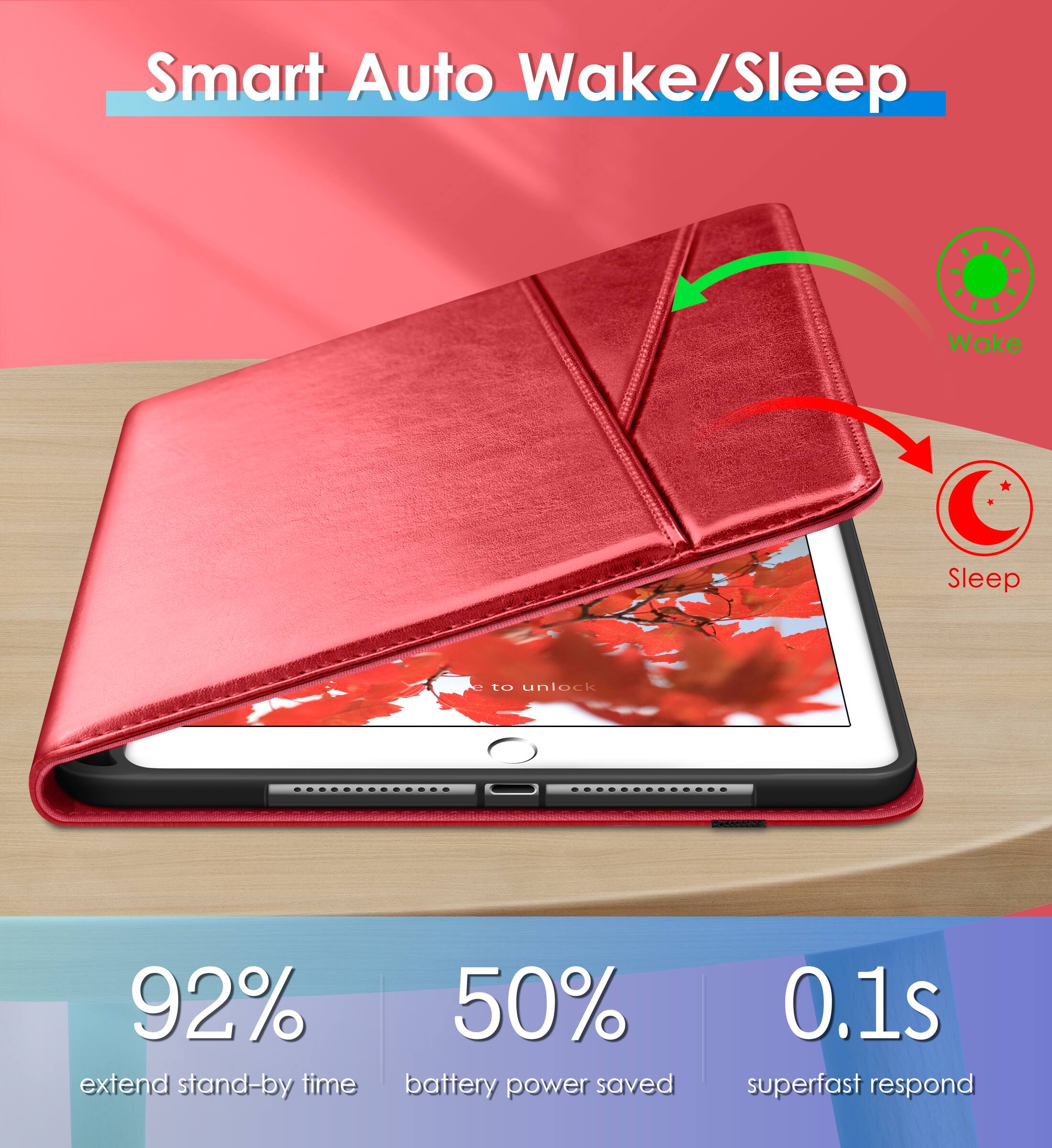 Smart Auto Wake/Sleep

- 92% extend stand-by time
- 50% battery power saved
- 0.1s superfast respond

Wake
Sleep