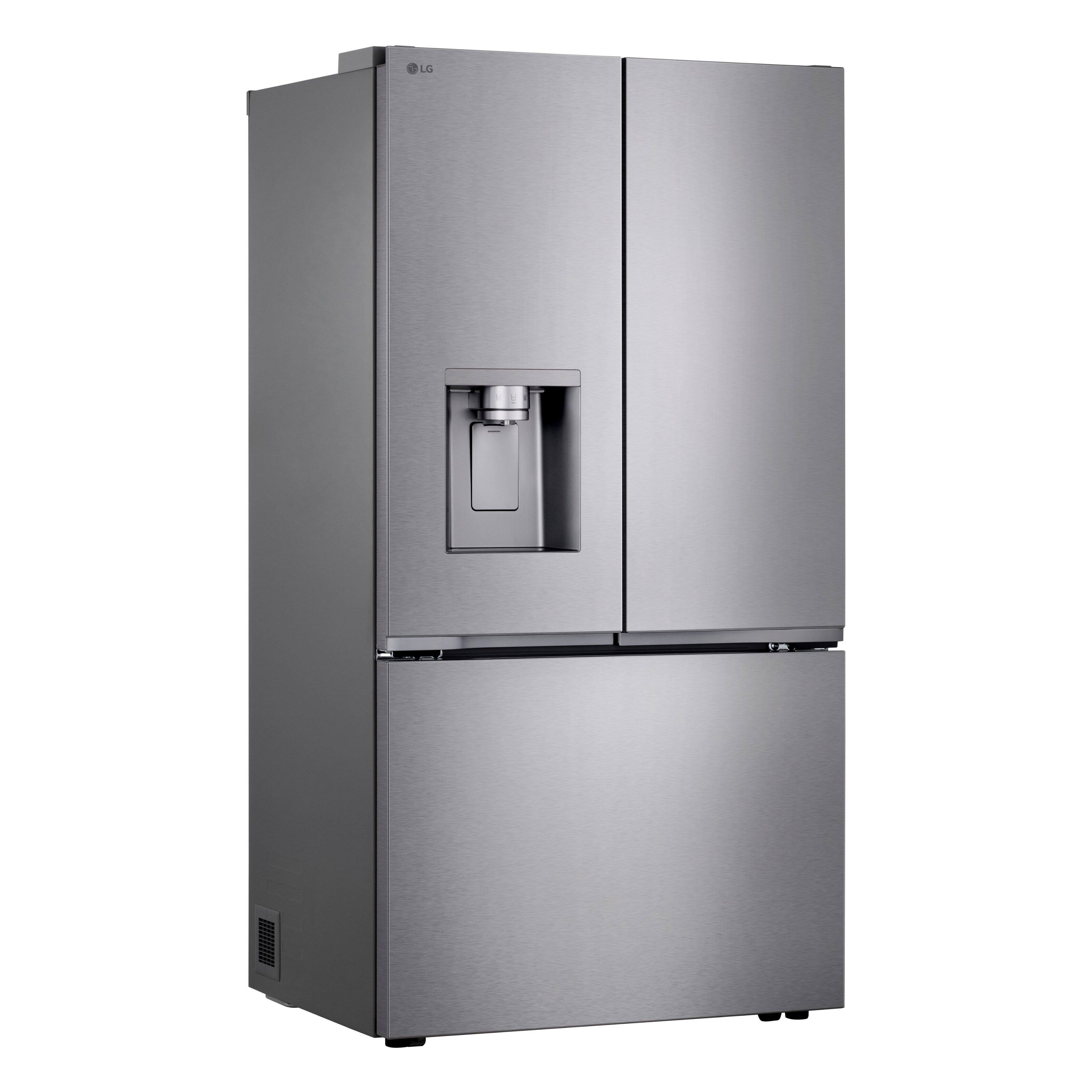 Angle. LG - Counter-Depth MAX 23.7 Cu. Ft. 3-Door Smart French Door Refrigerator with Zero Clearance Hinge System - PrintProof Stainless Steel Look.