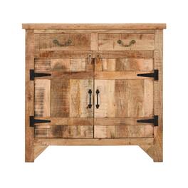 Manhattan Lane - 39 Inch Artisanal Farmhouse Style 2 Drawer Mango Wood Cabinet Console with 2 Door Storage - Brown