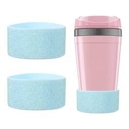 Unique Bargains - Glitter Silicone Boot, Diamond Protective Boots Shining Anti Slip Cup Protector 2.75" Bottom 2pcs 20-30oz for Stanley - Light Blue