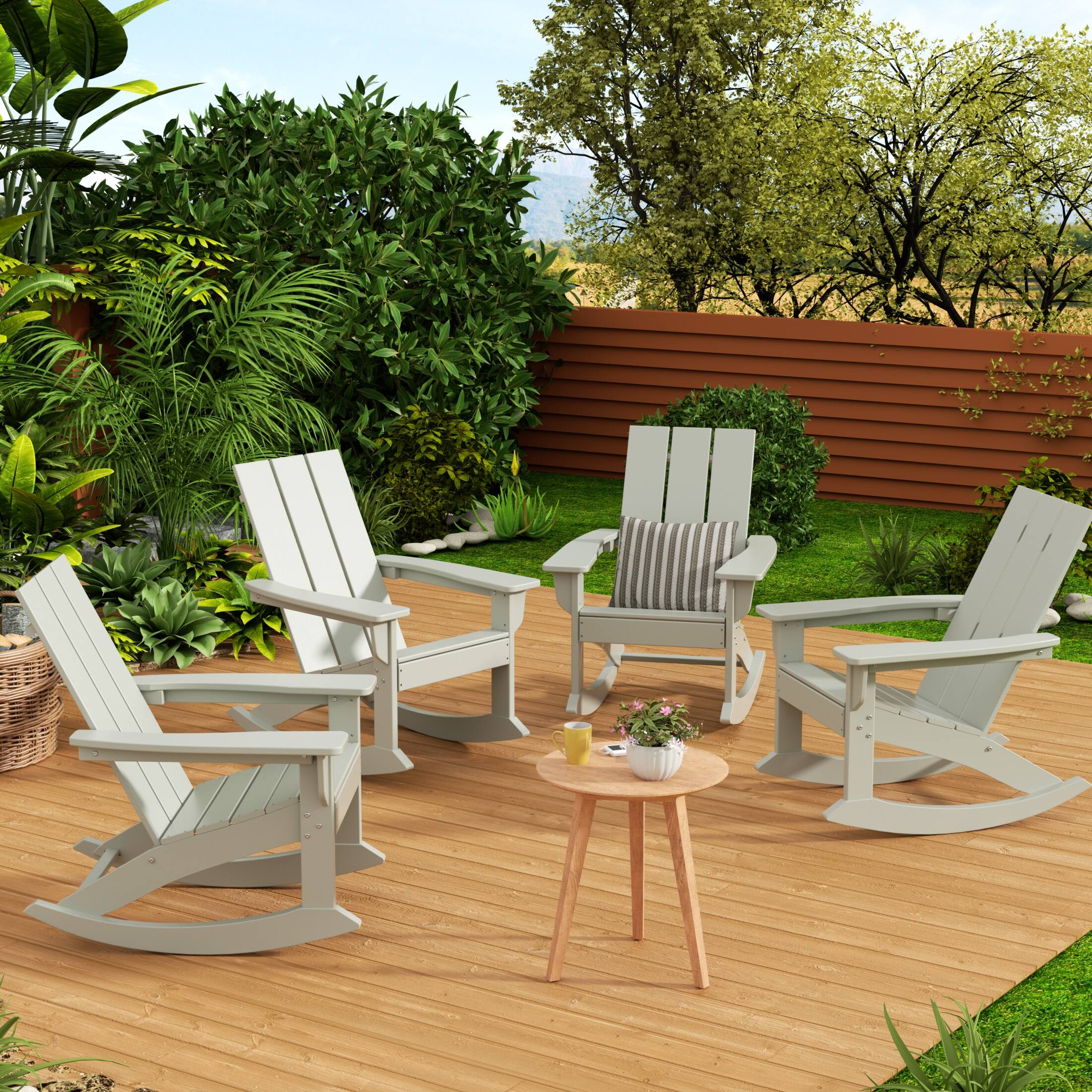 Angle. WestinTrends - WestinTrends Ashore Outdoor Patio Modern Adirondack Rocking Chair (Set of 4) - Sand.