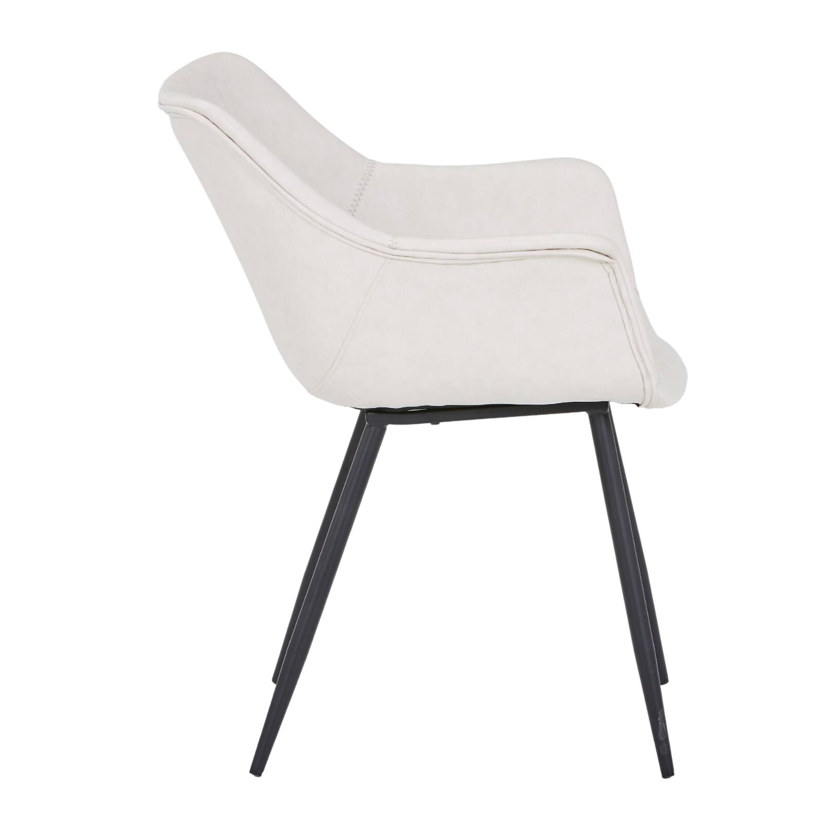 Alt View 9. LeisureMod - Markley Modern Distressed Leather Dining Chair with Iron Legs - Cream.