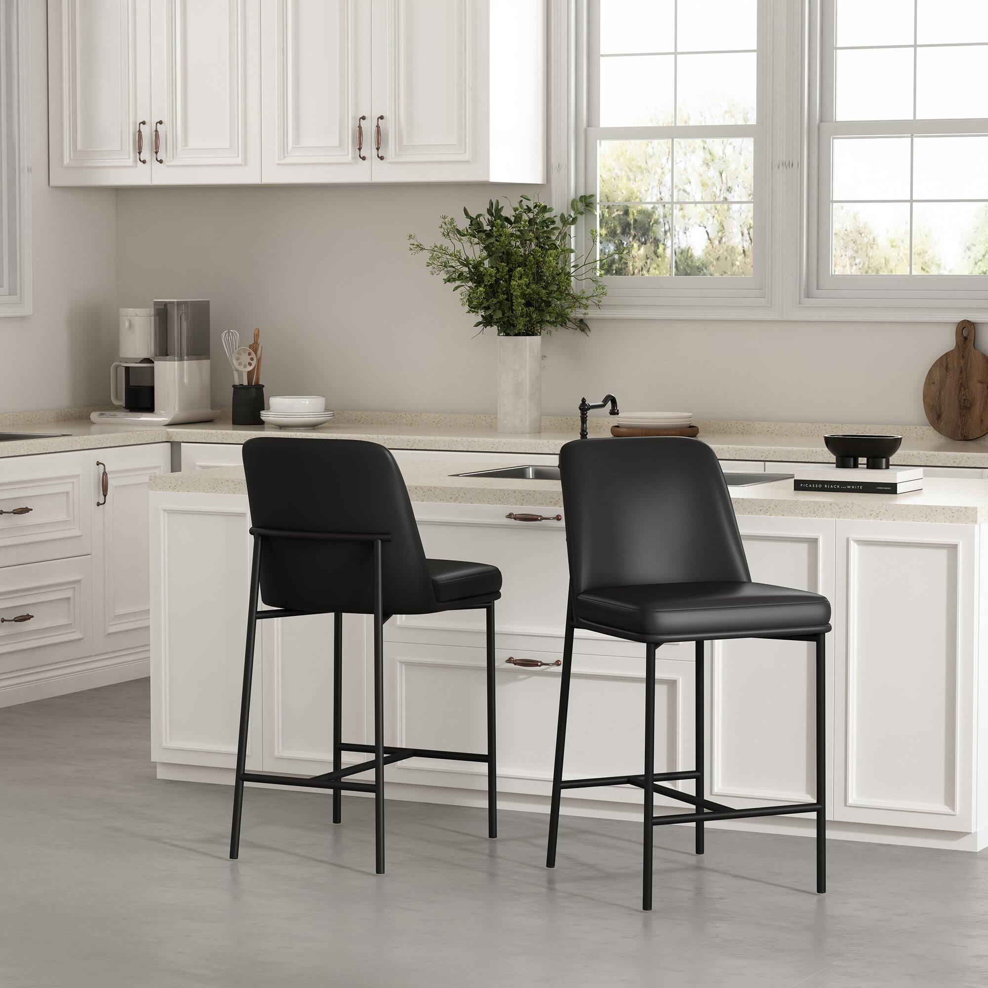 Manhattan Comfort Loft Contemporary Metal Vegan Leather Counter Stool ...