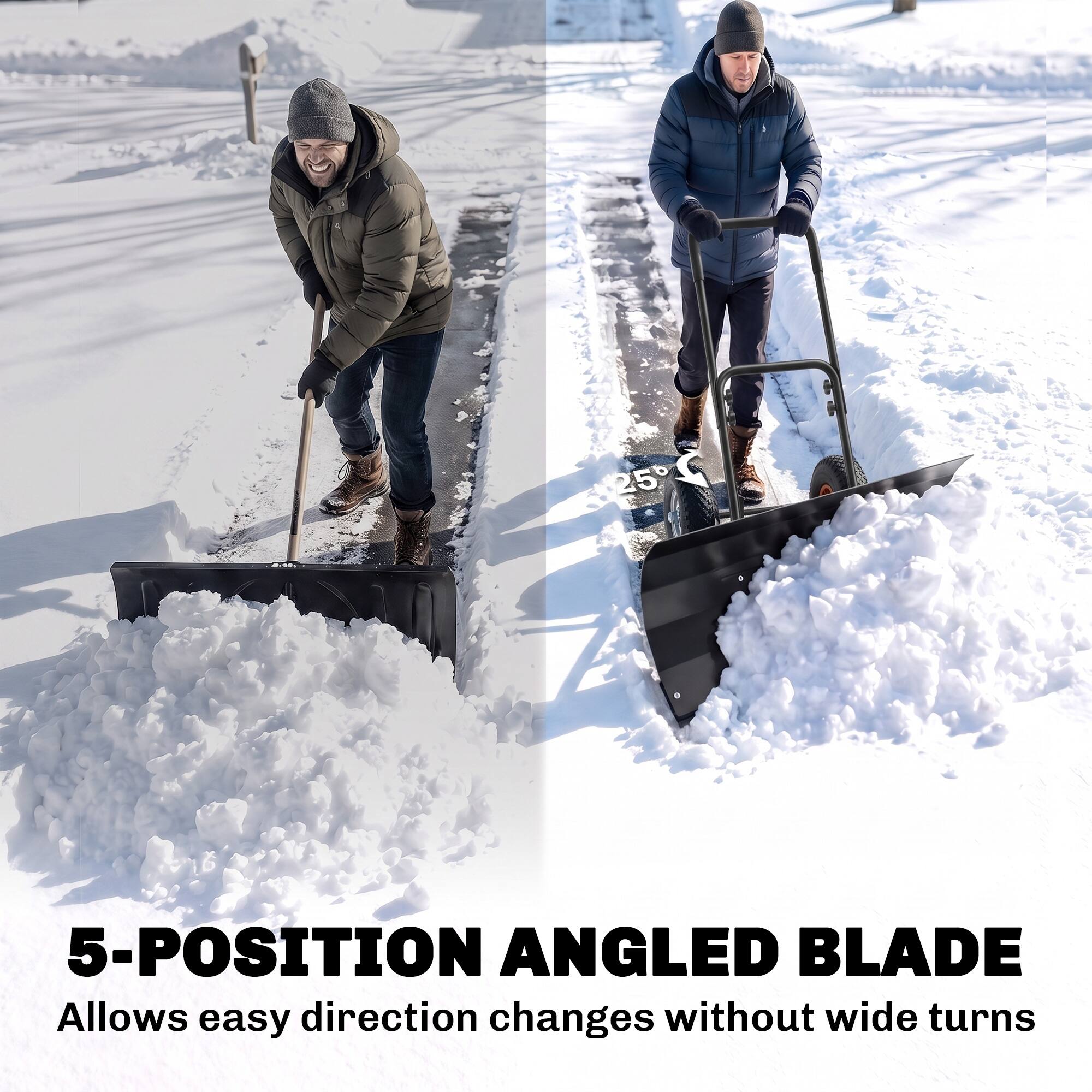 5-POSITION ANGLED BLADE  
Allows easy direction changes without wide turns