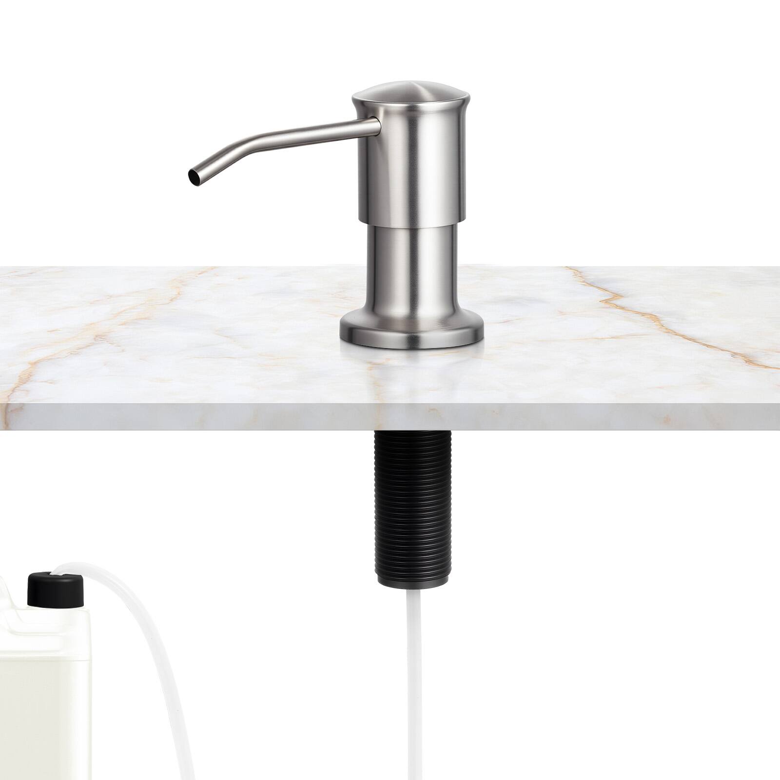 Alt View 5. VEVOR - Soap Dispenser for Kitchen Sink, Stainless Steel Built in Sink Soap Dispenser with 47" Extension Tube Kit - Silver.