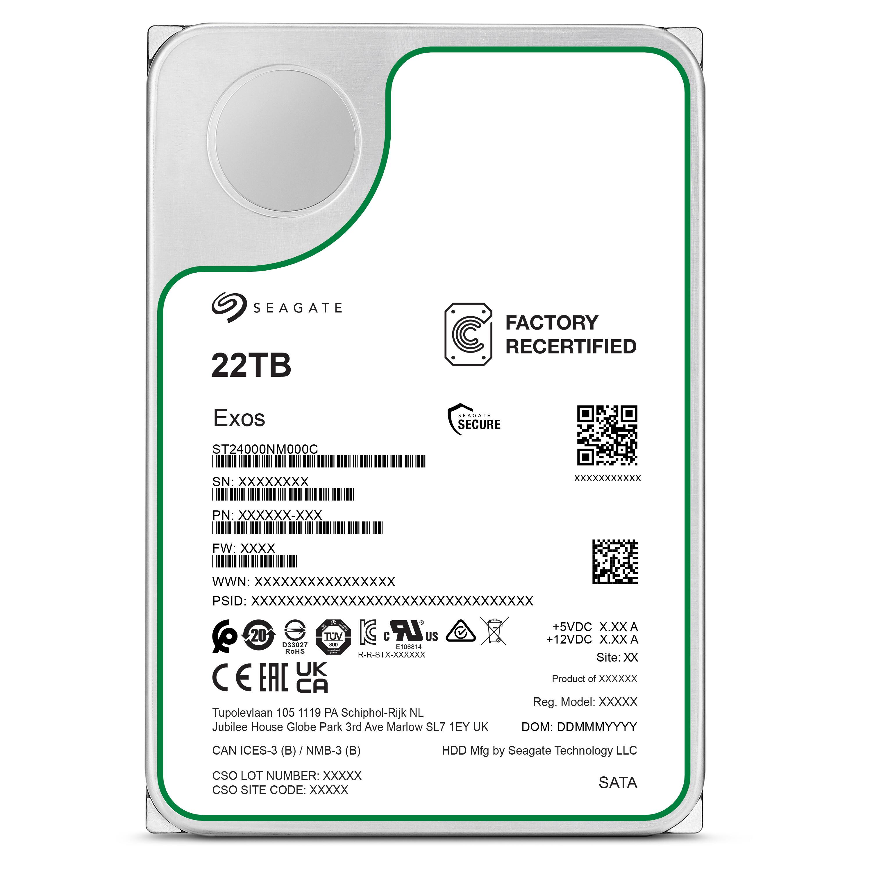 Seagate Exos 24TB Internal Hard Drive (Recertified) ST24000NM000C
