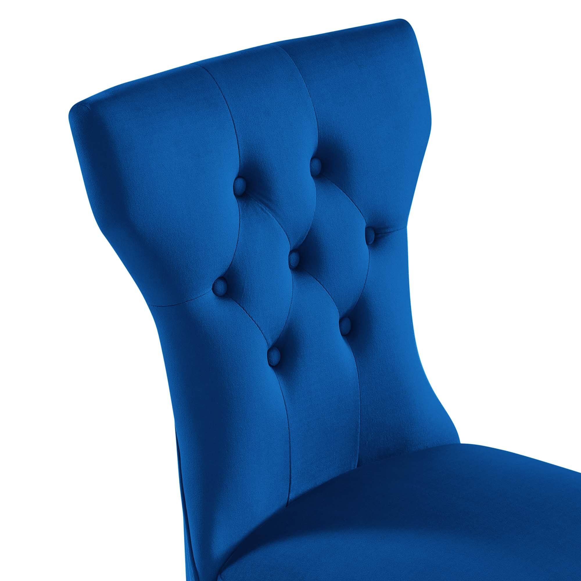 Alt View 5. Modway - Silhouette Performance Velvet Dining Chairs Set of 2 by Modway - Navy.