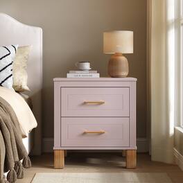 Loheer - Two Drawer Nightstand with Fluted Panels for Bedroom - Pink