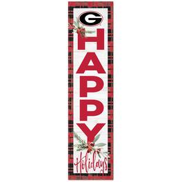 Jardine - Georgia Bulldogs 12'' x 48'' Happy Holidays Outdoor Leaner - White