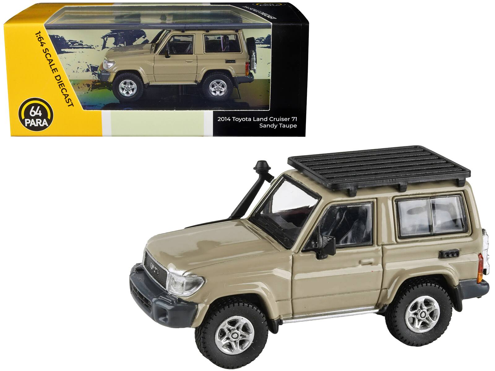 2014 Toyota Land Cruiser 71 SWB (Short Wheel Base) Sandy 1/64 Diecast Model Car by Paragon Models - Taupe Brown