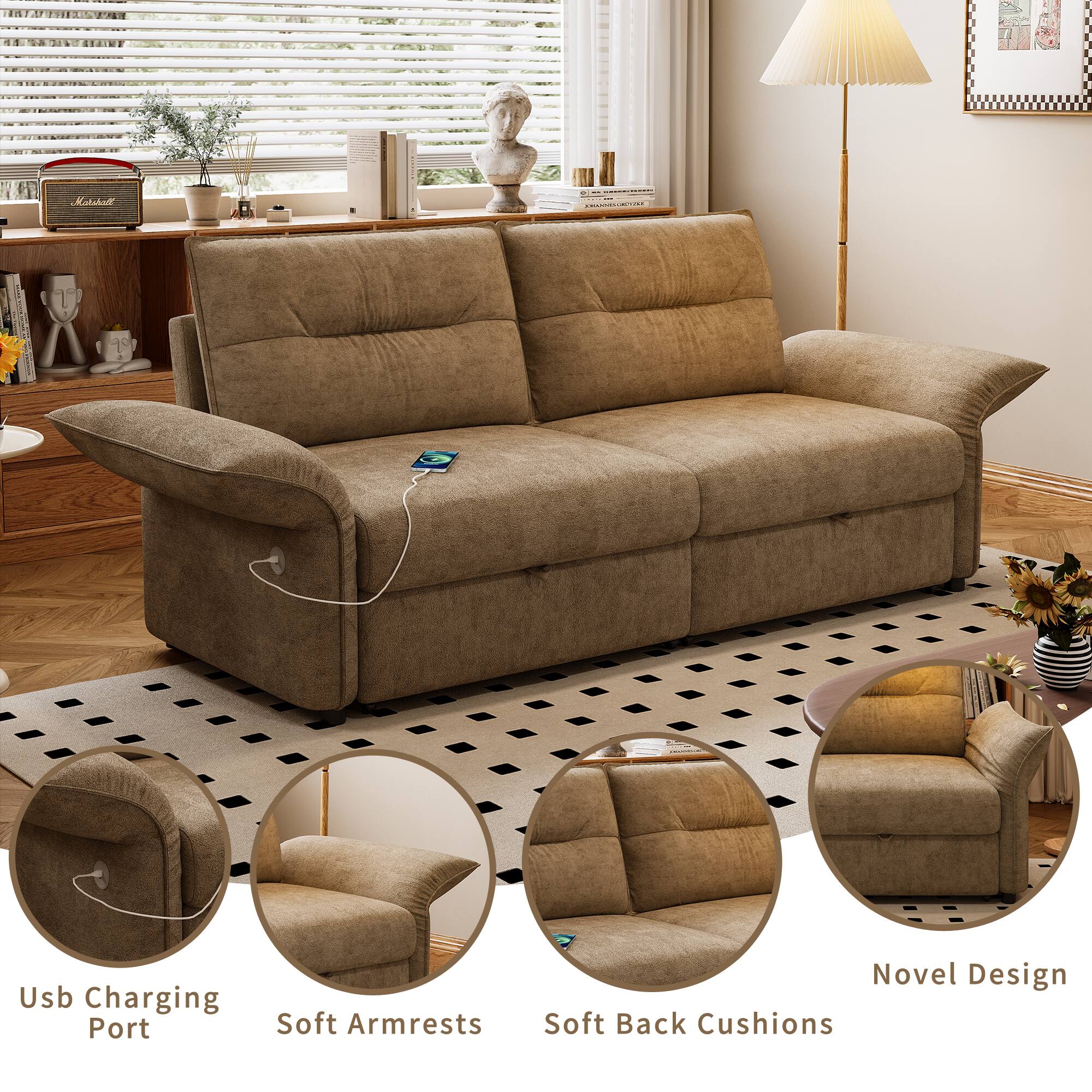 T Kalakad Usb Charging Port Soft Armrests Novel Design Soft Back Cushions