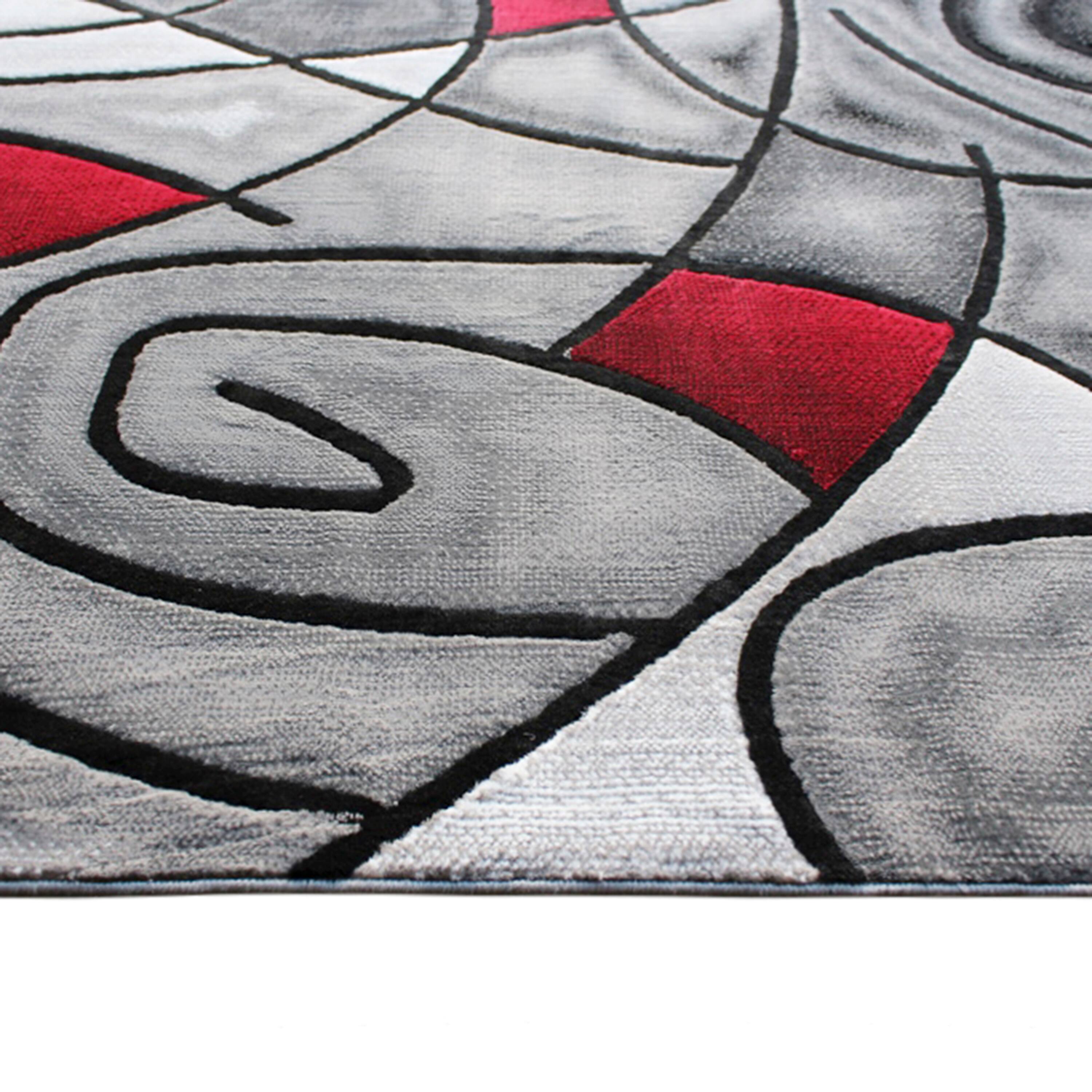 Alt View 5. Emma + Oliver - Urbane Contemporary Abstract Geometric Olefin Accent Rug in Gradient Shades with Natural Jute Backing - Red.