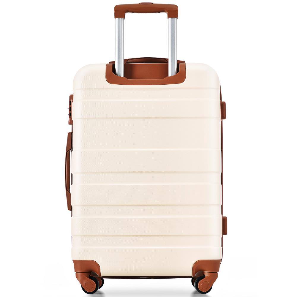 Angle. BreeBe - New Model 3-Piece ABS Hardshell Luggage Set, Lightweight Durable Suitcases with Spinner Wheels & TSA Lock 20/24/28" - Ivory.