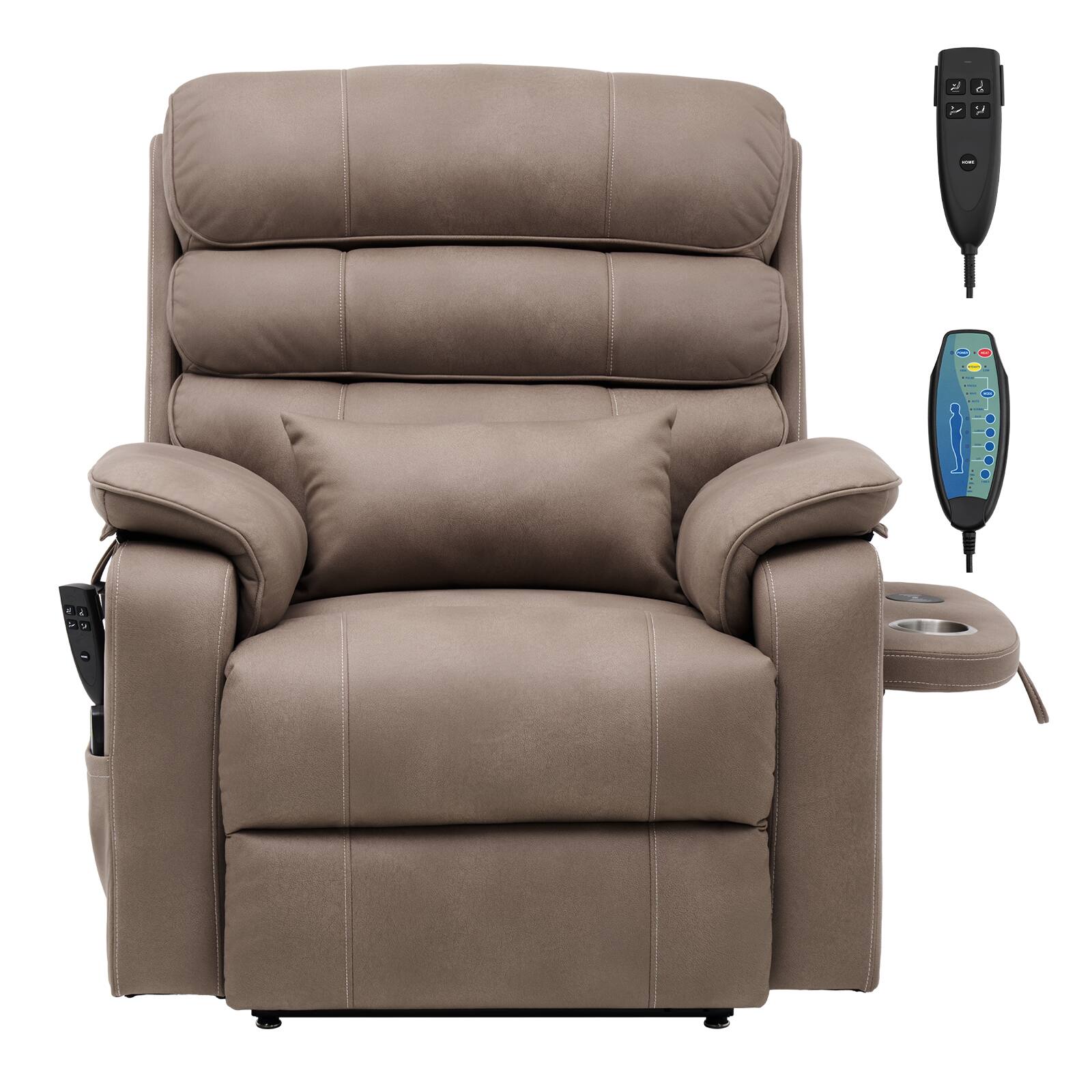 Alt View 5. VEVOR - Power Lift Recliner Chair, Lift Chair with Heat and Massage for Elderly, Dual Motor Recliner Chair with a  Cup holder - Brown.