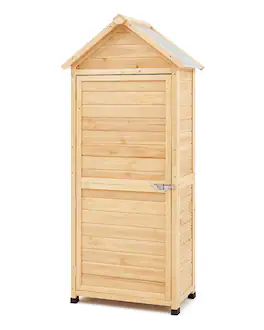 VEVOR - Outdoor Storage Shed, Large Wooden Outside Storage Shed, Garden Tool Shed with Shelves, Lock, and Floor - Natural wood