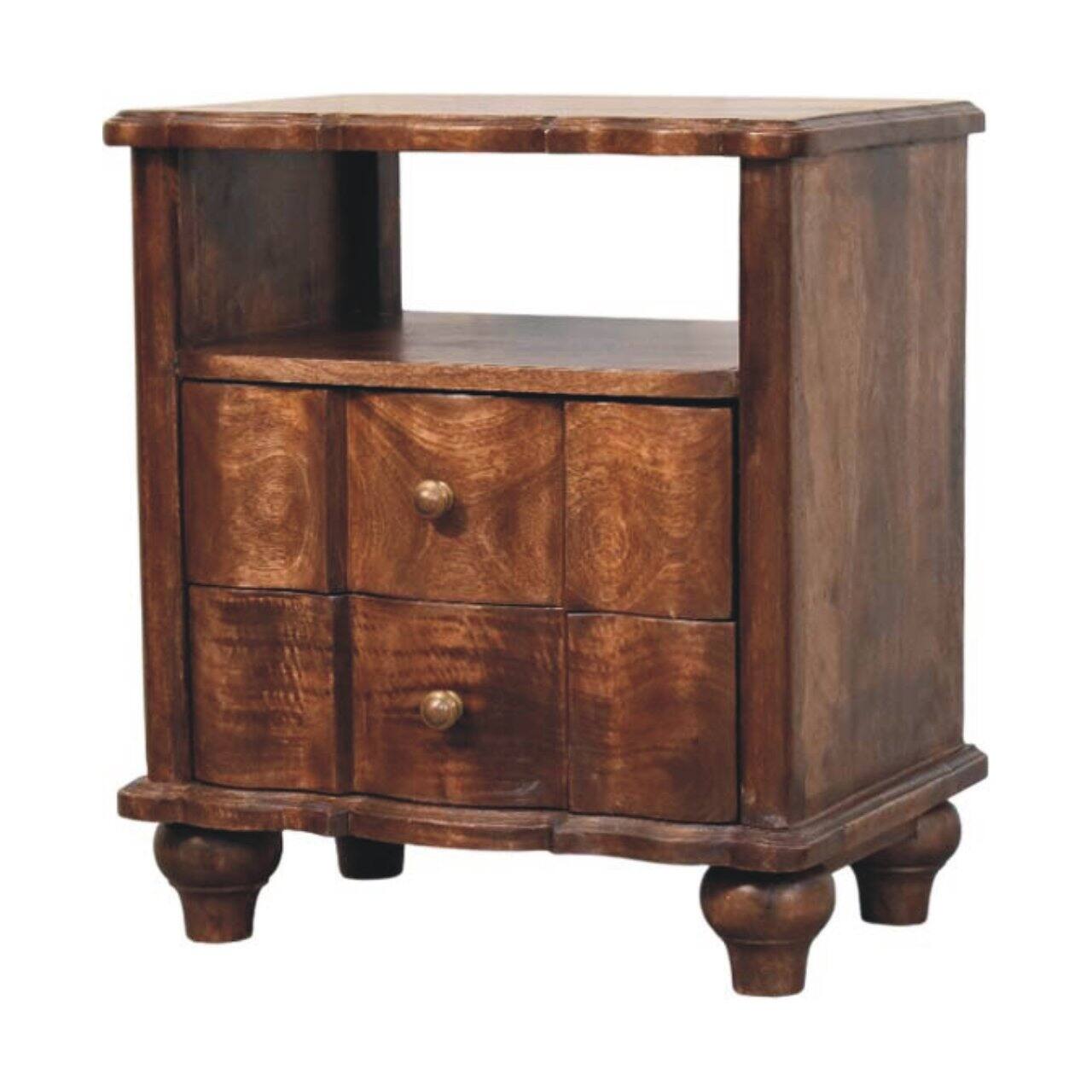 Left. Artisan Furniture - Artisan Furniture Solid Wood 2-Drawer Bedside with Open Shelf - Brown.