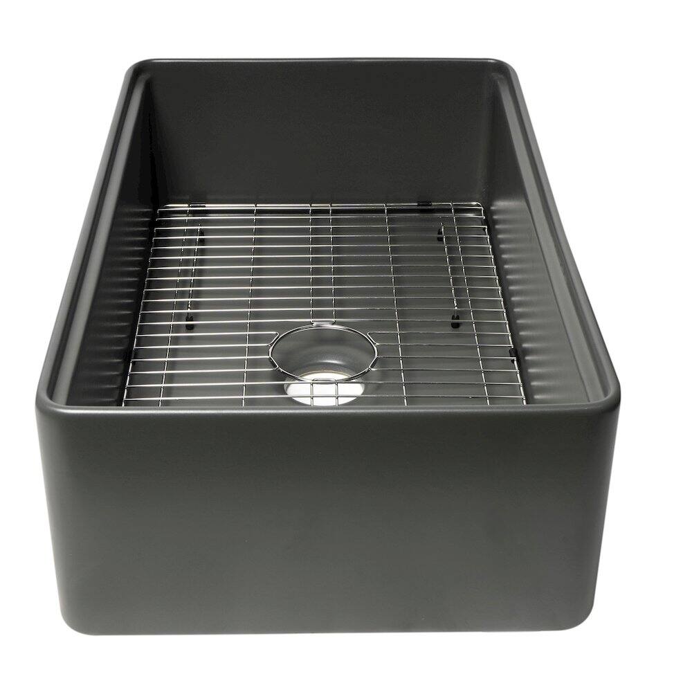 Alt View 3. Alfi - ALFI brand Grey Matte Workstation 33 x 20 Single Bowl Step Rim Fireclay Farm Sink - Gray.