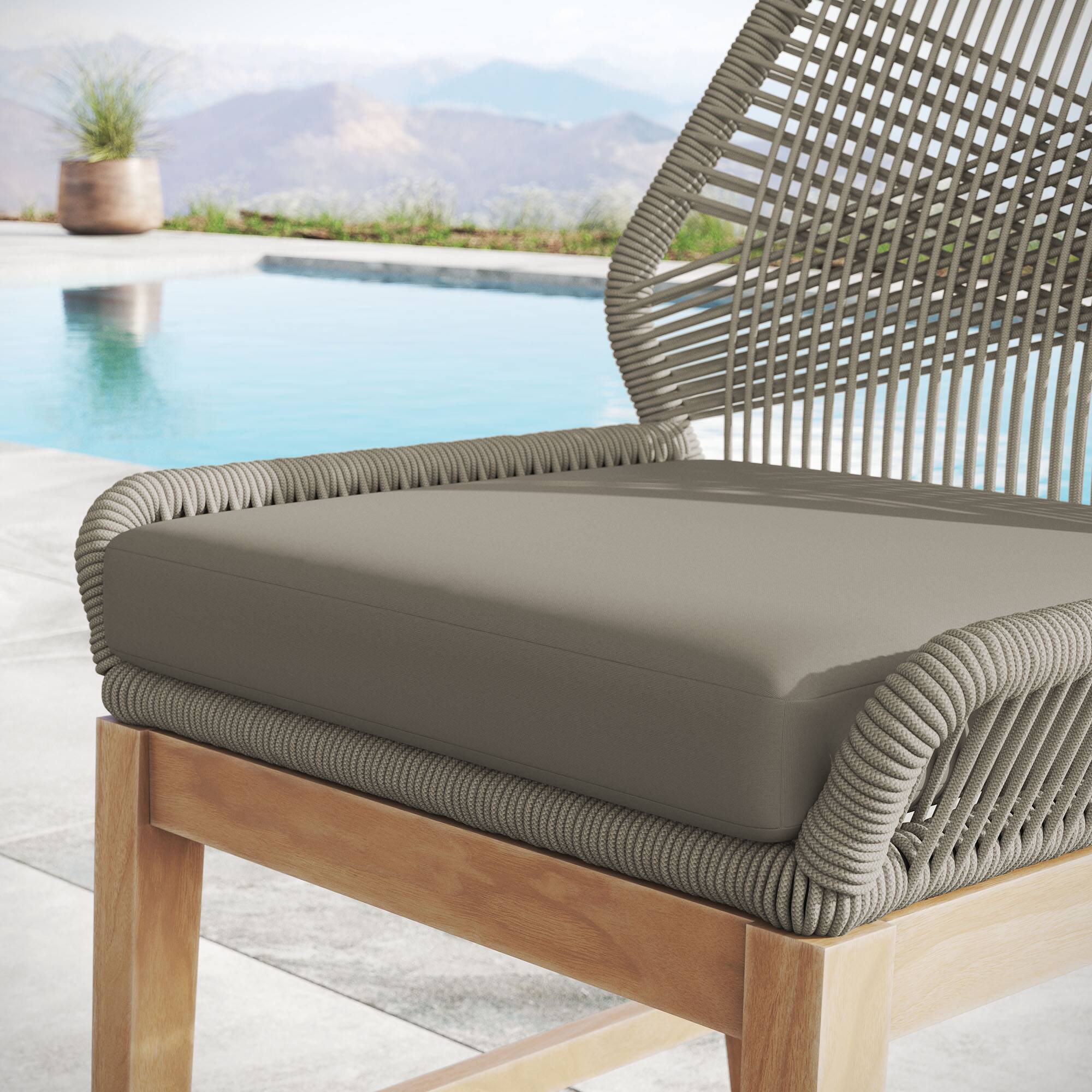 Alt View 1. Modway - Wellspring Outdoor Patio Teak and Rope Counter Stool by Modway - Light Gray Greige.