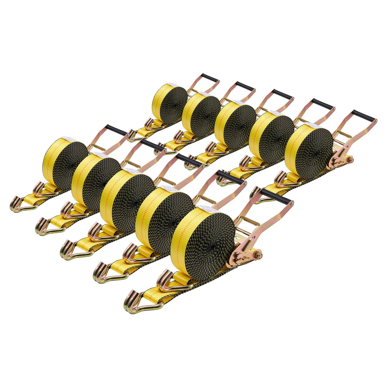 VEVOR - Ratchet Straps, 2 in x 30 ft, Heavy Duty Tie Down Straps with Double J Hook, 10,000 lbs Break Strength - Yellow