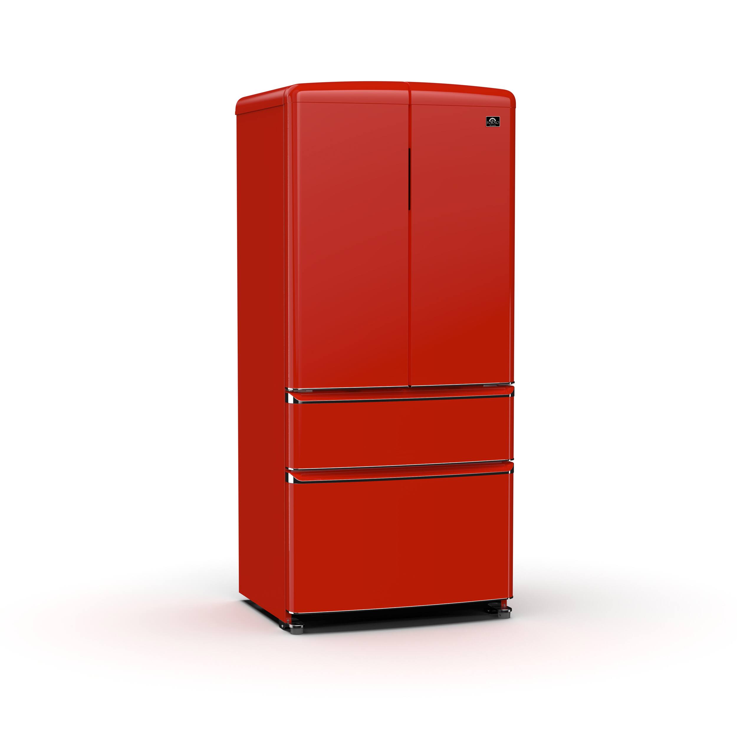 Left. Forno Appliances - Luigi 18 Cu. Ft. French Door Refrigerator with Handle-free Design - Red.
